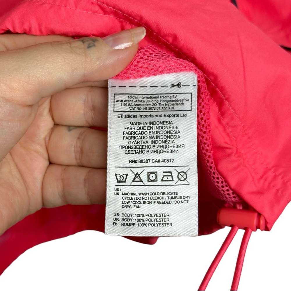 Adidas Lightweight Running Zip Up Swishy Windbreaker Gym Track Jacket Pink Blue - Picture 12 of 14